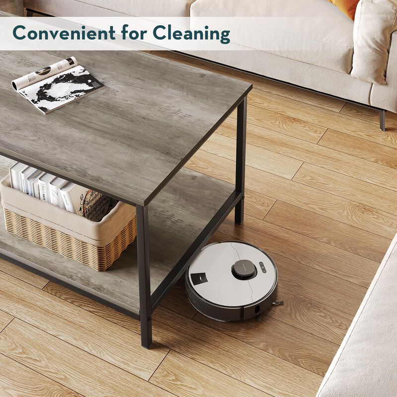 SAYGOER 2-Tier Coffee Table for Living Room Farmhouse Style Center Table with Storage Shelf Rectangle Wood Table for Large or Sm