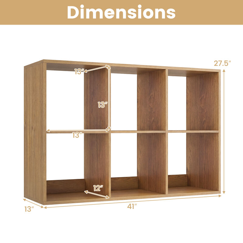 Large 6 Cube Storage Shelf with Back Guardrail for Bedroom image number 2