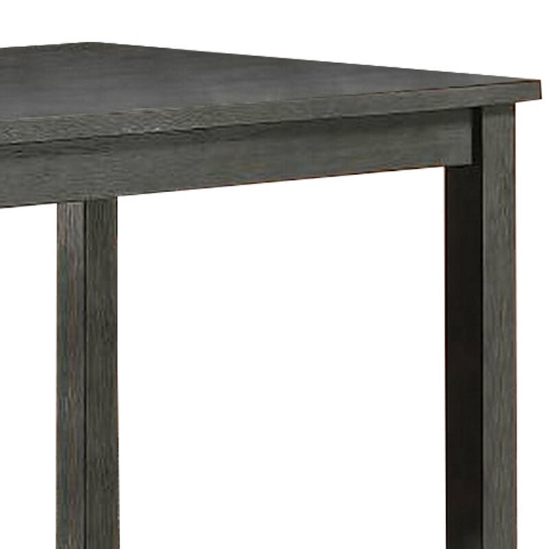 Wooden Counter Height Table with Three Storage Shelves, Gray
