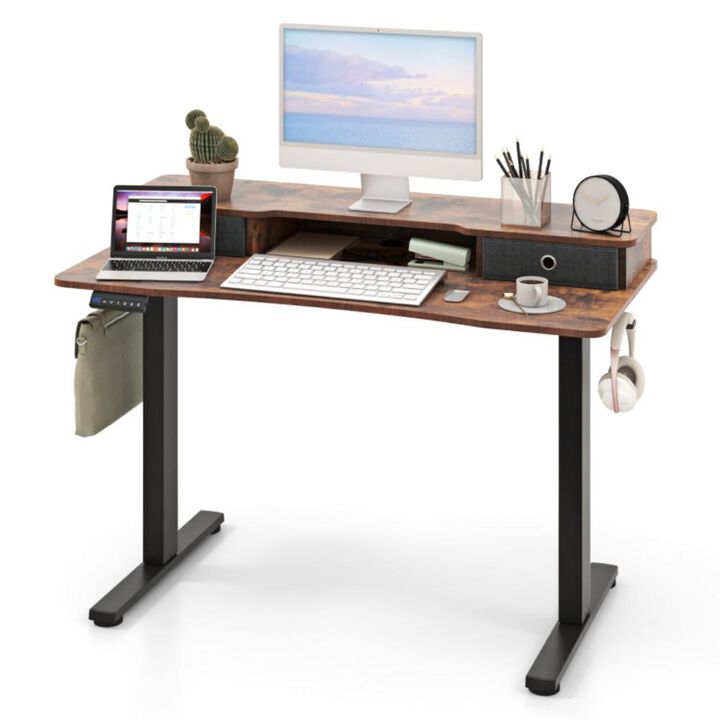 Hivvago 48 Inch x 24 Inch Height Adjustable Electric Standing Desk with 2 Drawers