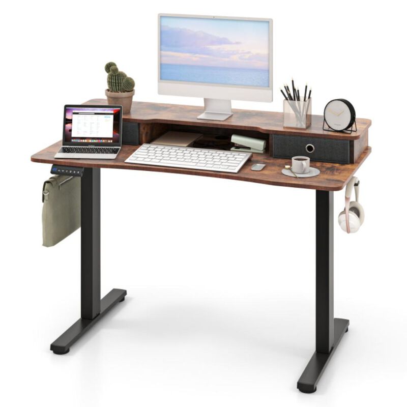 Hivvago 48 Inch x 24 Inch Height Adjustable Electric Standing Desk with 2 Drawers
