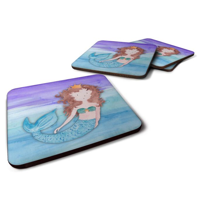 Caroline's Treasures Brunette Mermaid Watercolor Decorative coasters, 3.5, Multicolor