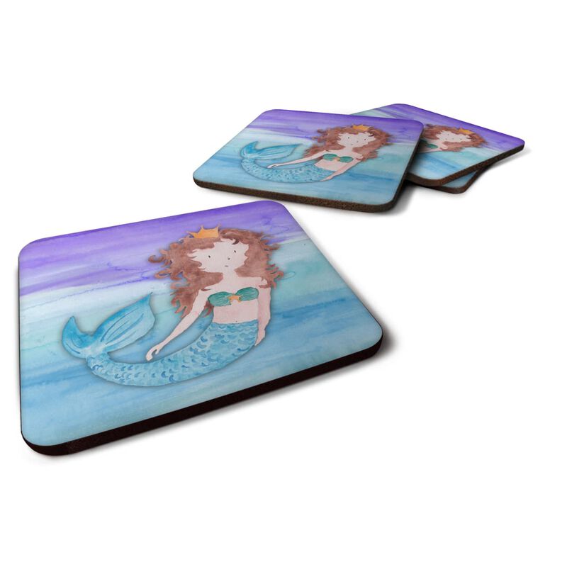 Caroline's Treasures Brunette Mermaid Watercolor Decorative coasters, 3.5, Multicolor