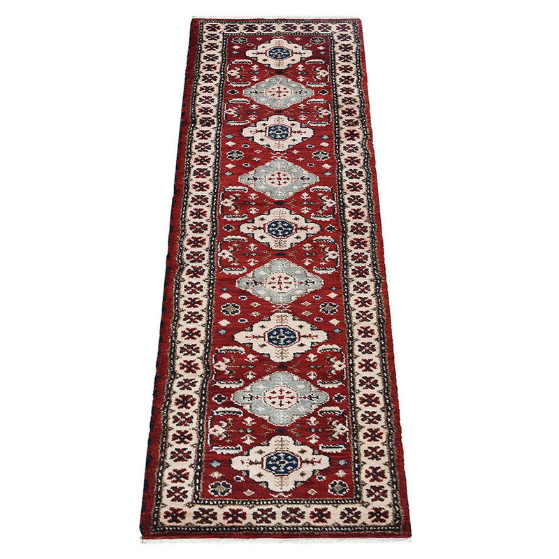 RUGSOTIC CARPETS HAND KNOTTED WOOL & SILK ECO-FRIENDLY ORIENTAL AREA RUGS  - Runner Shape, Classic Oriental Traditional , Low Pile Handmade Area Rugs (AF0116) image number 2