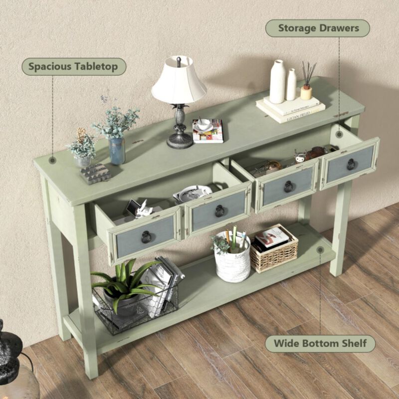 Hivvago 48 Inch Farmhouse Console Table with 2 Drawers and Open Storage Shelf for Hallway