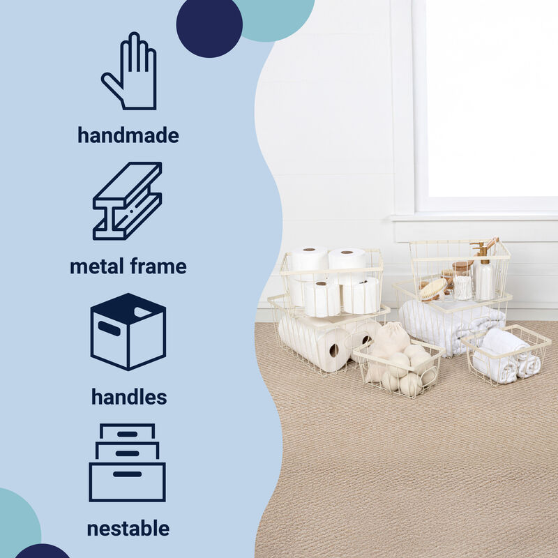 Camden Vintage Industrial Handmade Wire Metal Nesting Storage Baskets image number 2