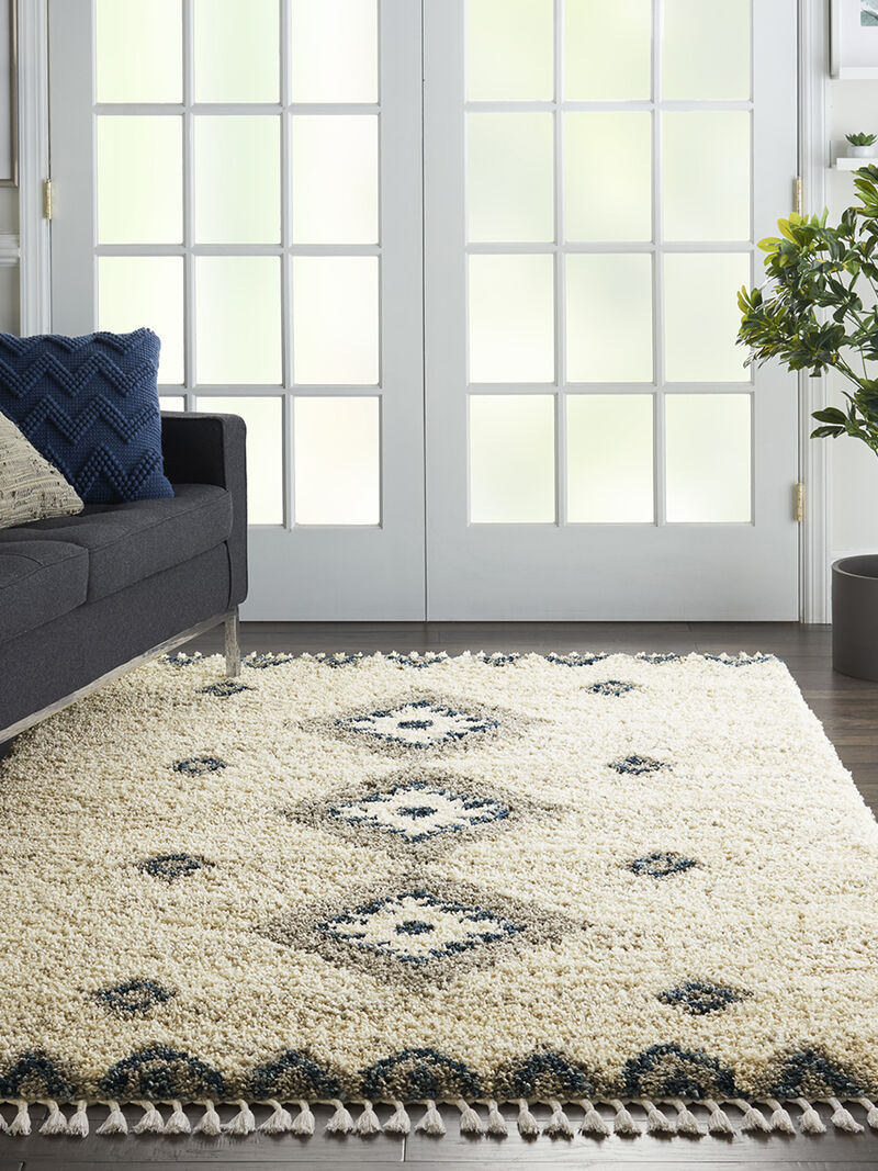 Oslo Shag OSL03 Ivory/Blue 5'3" x 7'9" Rug