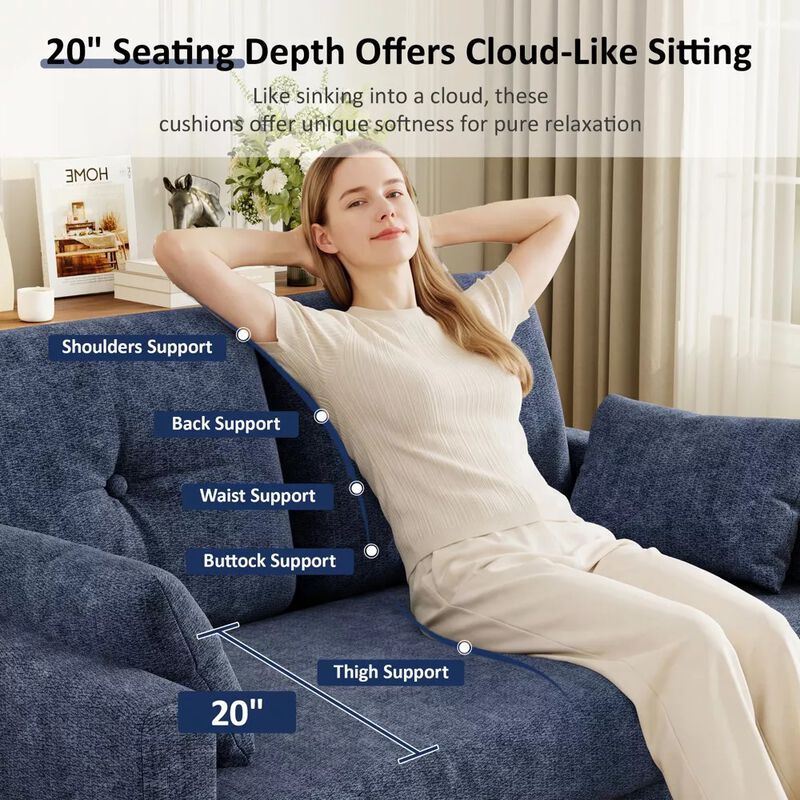 Vipbear 48" Chenille Loveseat Sofa for Small Spaces &ndash; 2-Seater Couch with Deep Seat, Side Pocket image number 4
