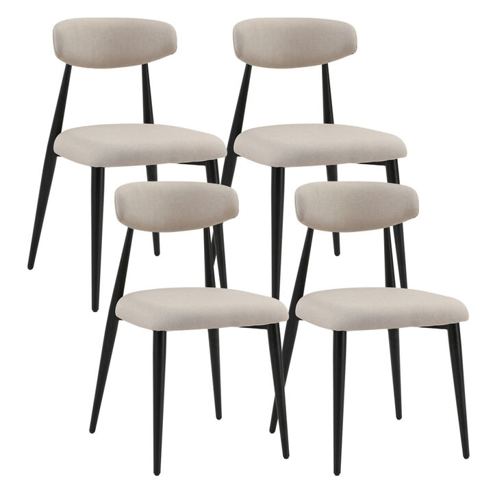 Dining Chairs set of 4, Upholstered Chairs with Metal Legs for Kitchen Dining Room Light Grey