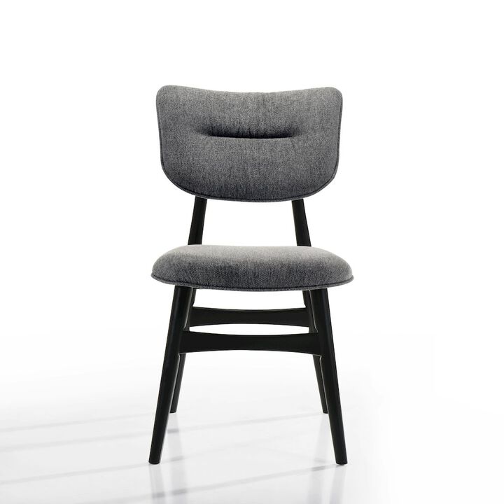 Omax Decor Joss Solid Wood Dining Chairs in Gray Fabric Upholstery (Set of 2)