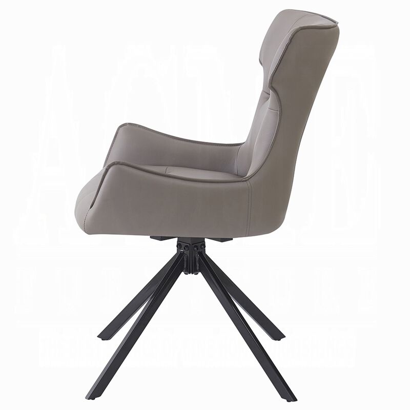 Mita Swivel Wingback Side Chair Set of 2, Tufted Faux Leather, Black Metal image number 3
