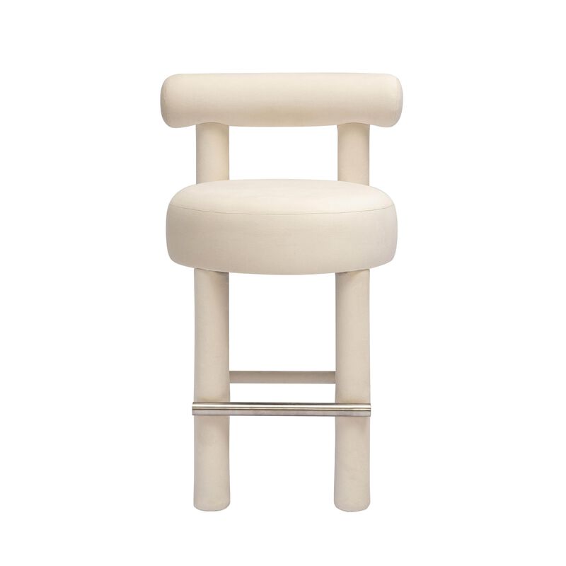 Casafoyer Carmel Cream Velvet Counter Stool image number 3