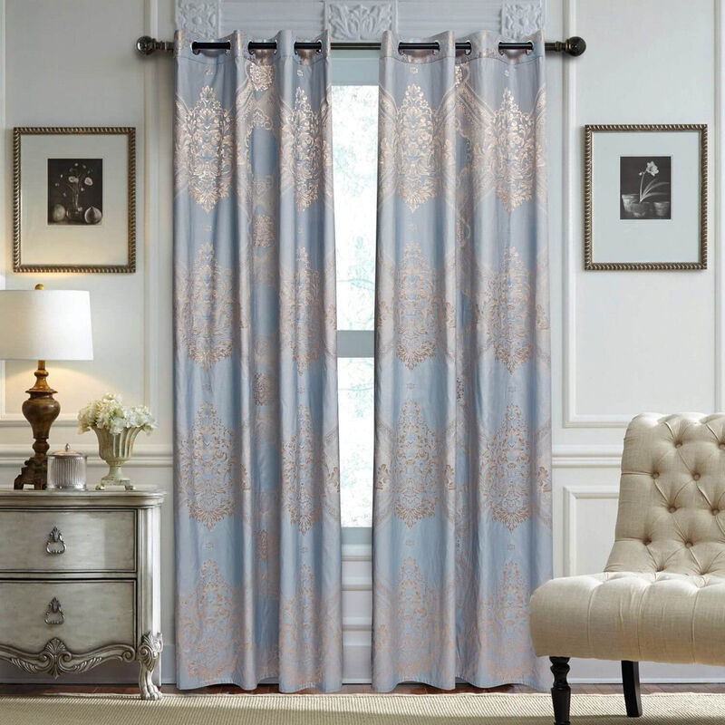 Dolce Mela Curtains Damask Jacquard Grommet Semi-Blackout