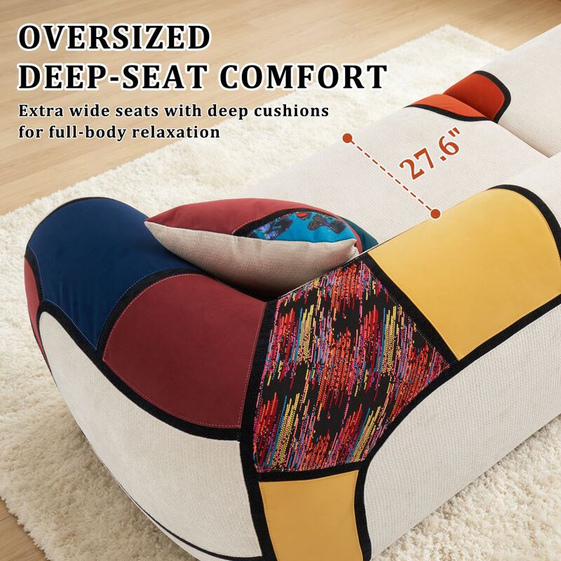 104" Oversized Modern Curved Chenille Sofa, 4-Seat Boneless Floor Lounge Couch for Living Room image number 4