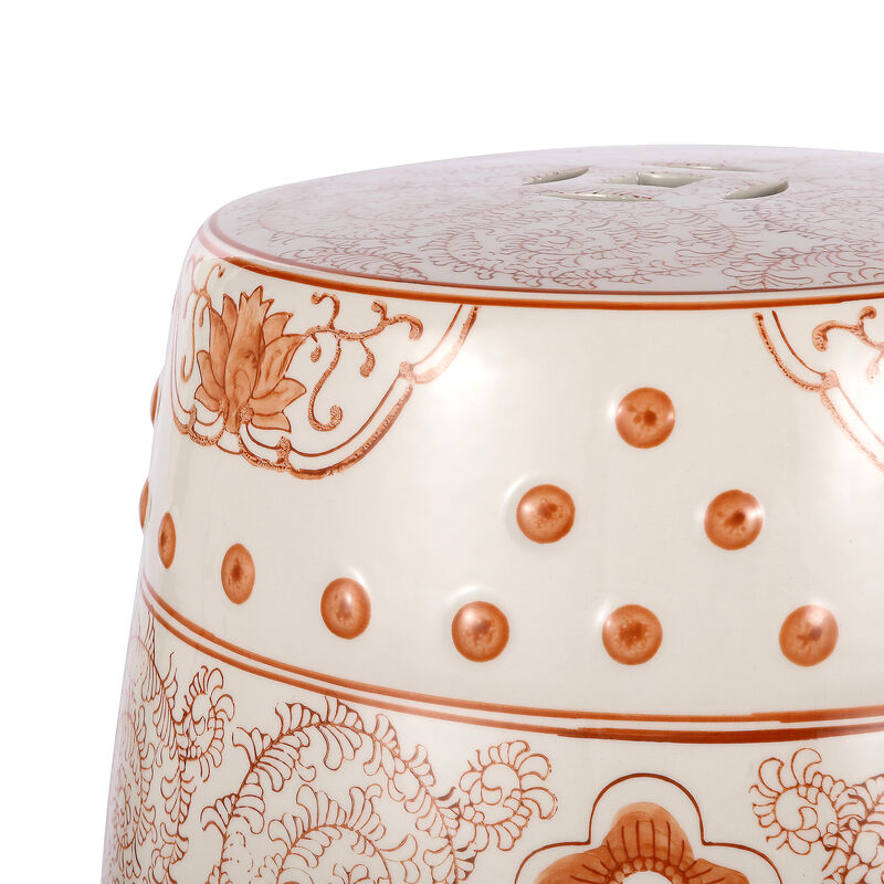 Double Happiness Chinoiserie Ceramic Drum Garden Stool