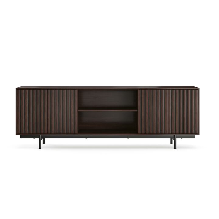 Mid Century Modern Wood Entertainment Center TV Stand with Storage and Shelf