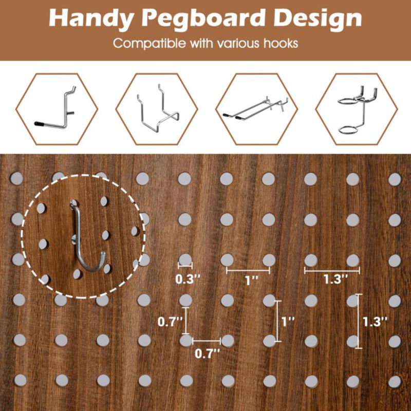 Hivvago Pegboard Display with 360&Acirc;&deg; Metal Hinges and Solid Wood Frame