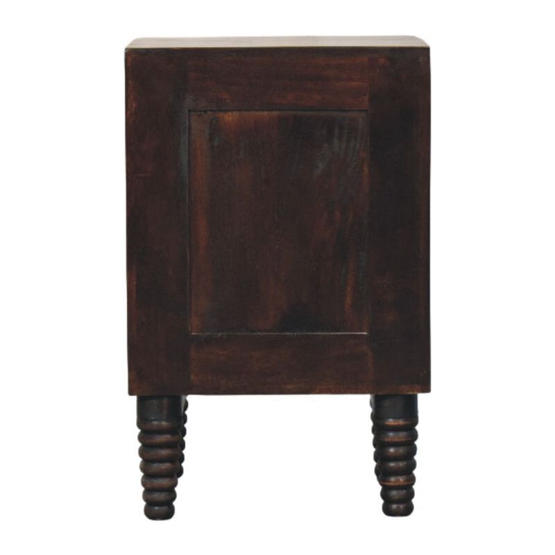 Artisan Furniture Solid Wood Spindle Mocha Bedside Table, 2 Drawers, Dark Brown image number 7