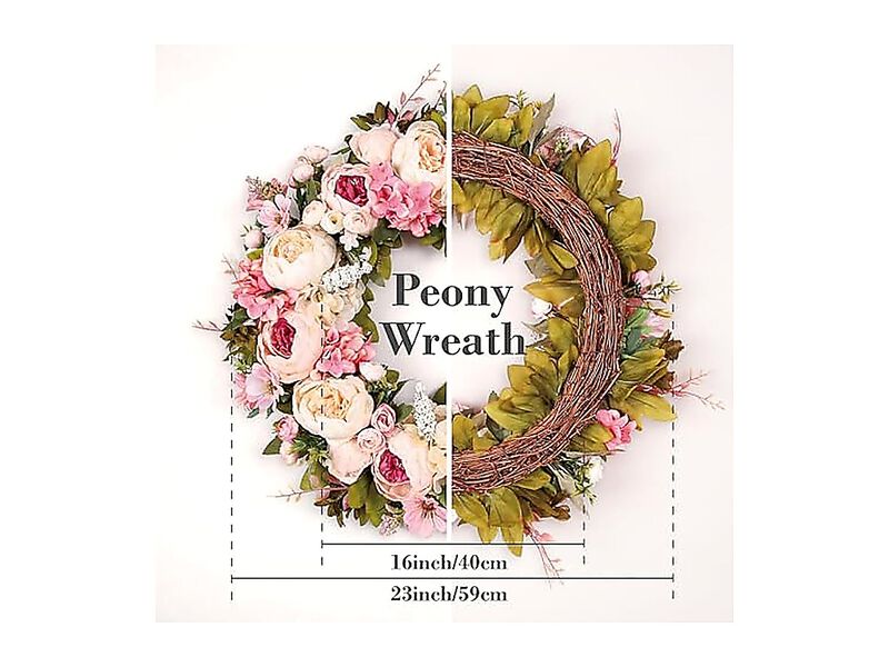 Peony Wreath 23 Spring Wreaths Front Door Artificial Large Floral Wall Decor Day image number 2