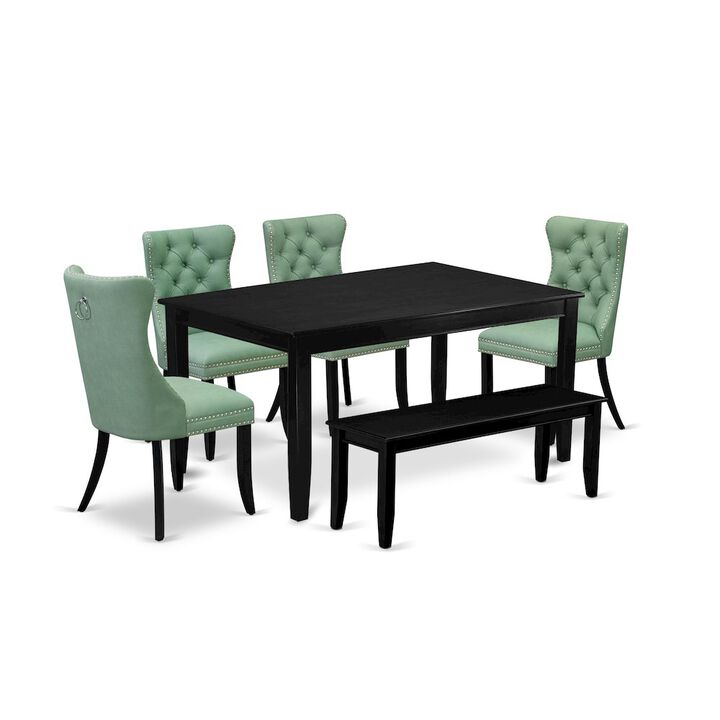 6 Piece Dining Room Set Consists of a Rectangle Solid Wood Table