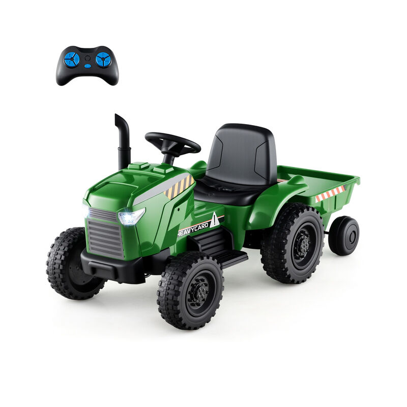 12V Electric Kids Ride-On Tractor with Trailer and 3-Gear Driving System image number 0