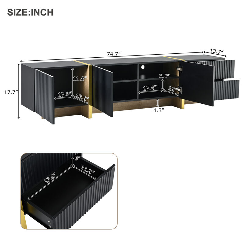 Merax Luxury Fluted Storage Cabinet TV Stand