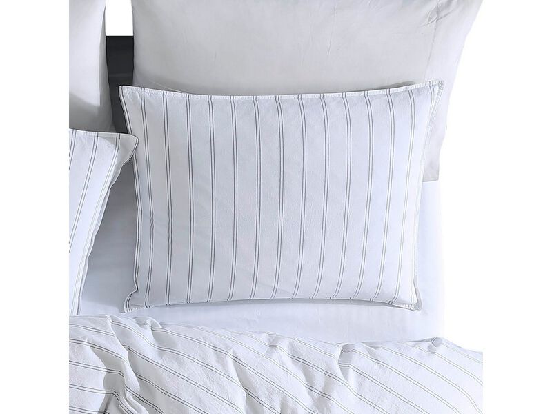 3 Piece Queen Comforter Set with Pinstripe Pattern, White and Black - Benzara