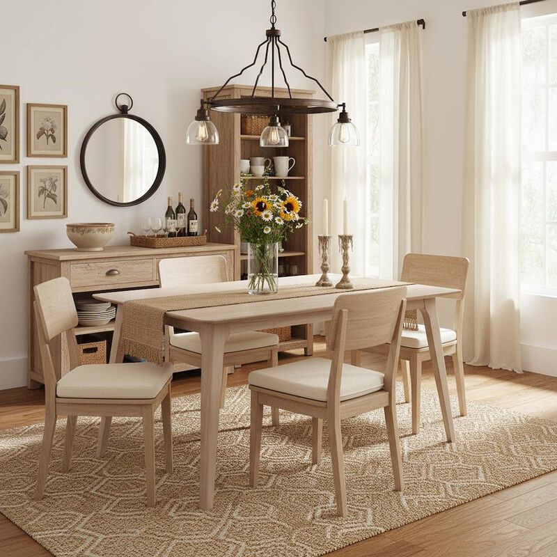 White Ash 60" Rectangle Wood Dining Table, Mid-Century Modern image number 6