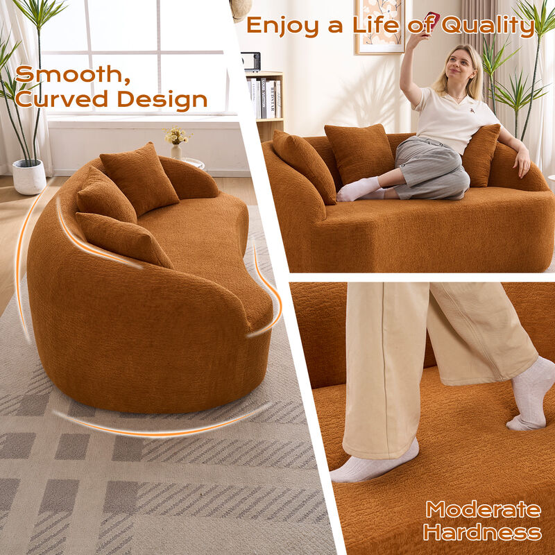 Whisen 65" Chenille Loveseat, 2-Seat Modular Sofa with 3 Pillows for Living Room, Apartment, Office image number 5
