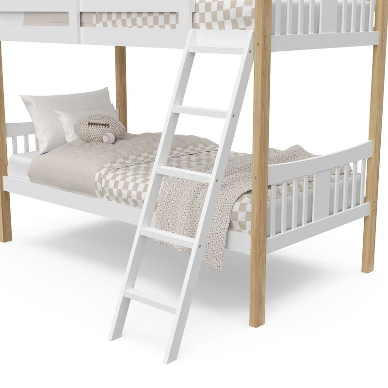 Storkcraft Caribou Twin-over-Twin Bunk Bed (White with Natural)