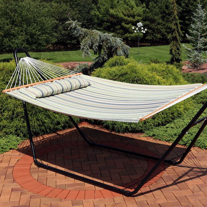 Sunnydaze Large Quilted Hammock with Spreader Bar and Pillow