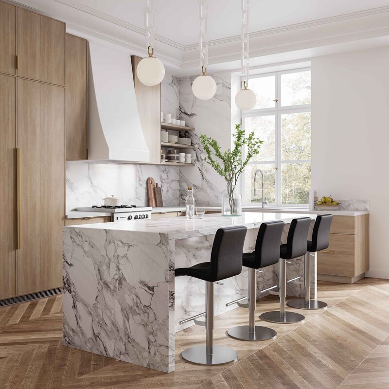 Paddy Vegan Leather on Silver Adjustable Stool