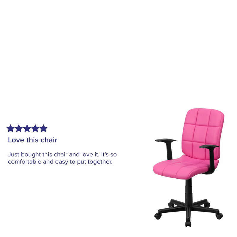 Clayton Mid-Back Quilted Vinyl Swivel Task Office Chair with Arms image number 2