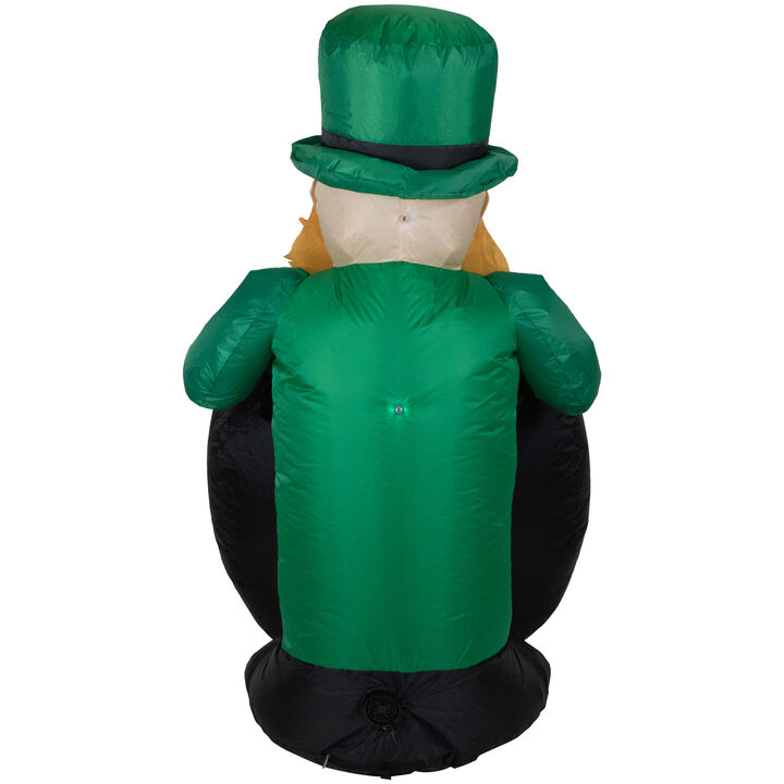 4' Inflatable Lighted Pot of Gold Leprechaun St. Patrick's Day Outdoor Decoration
