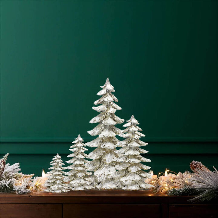 Set of 4 Decorative Trees for Festive Holiday Décor and Home Accent