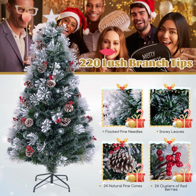 Hivvago Flocked Christmas Tree with 8 Lighting Modes