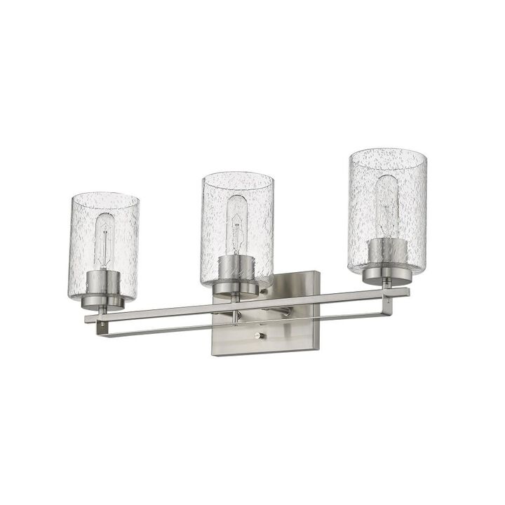 Hivvago Silver Metal and Textured Glass Three Light Wall Sconce