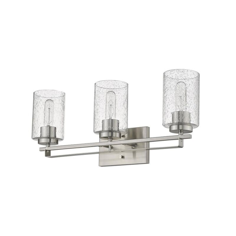 Hivvago Silver Metal and Textured Glass Three Light Wall Sconce