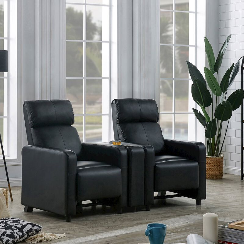 Plethoria Home Black Upholstered Push-Back Recliner
