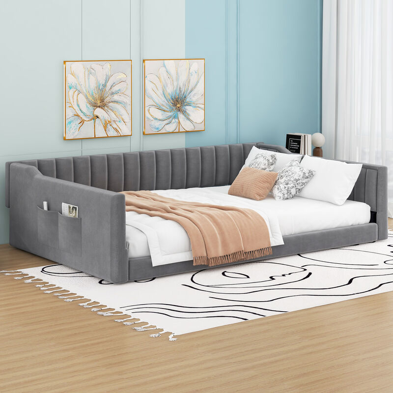 Merax Upholstery Daybed and Side Storage pocket image number 2