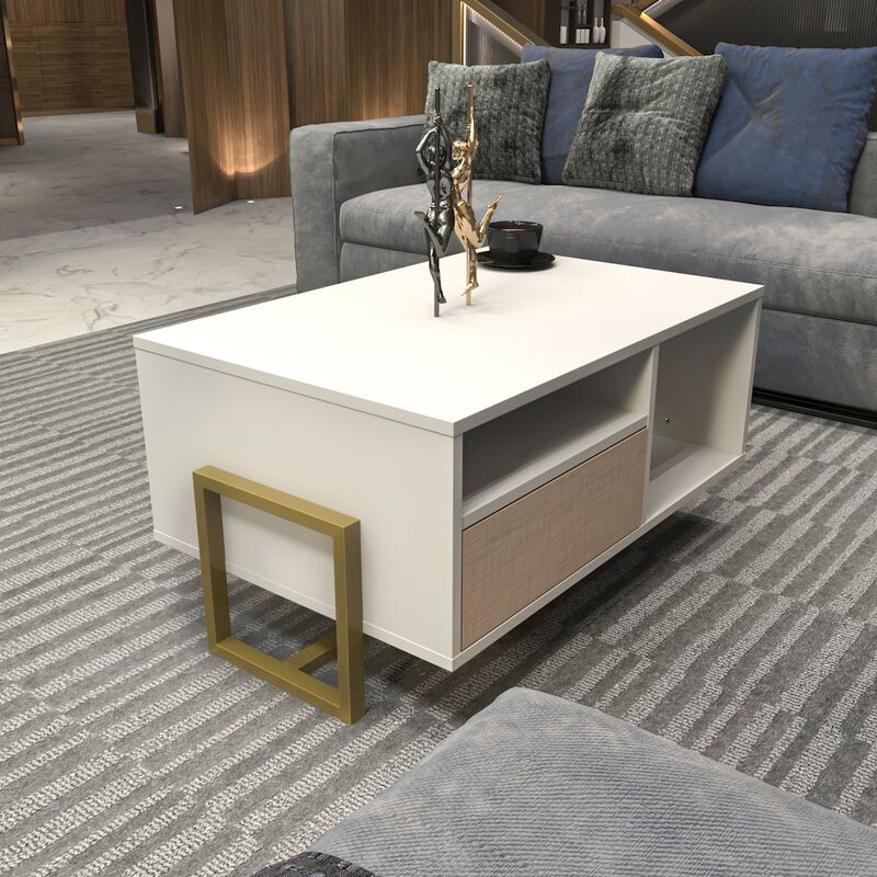 Decorotika Utopia Coffee Table White Beige