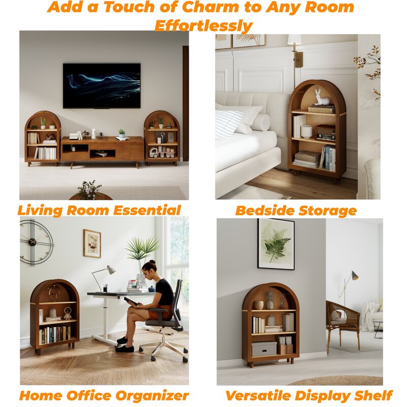Lusog Arched Small Bookcase Storage Cabinet image number 2