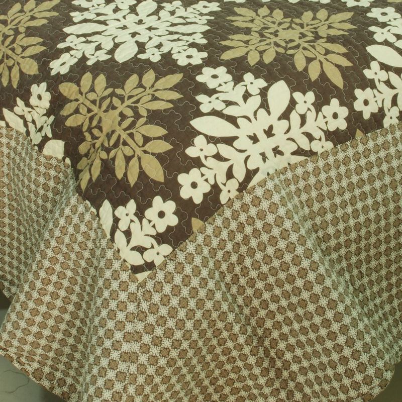 Noble Snowflake Queen 3PC Cotton Quilted Printed Bedding Set Soft Lightweight Quilt Set image number 2
