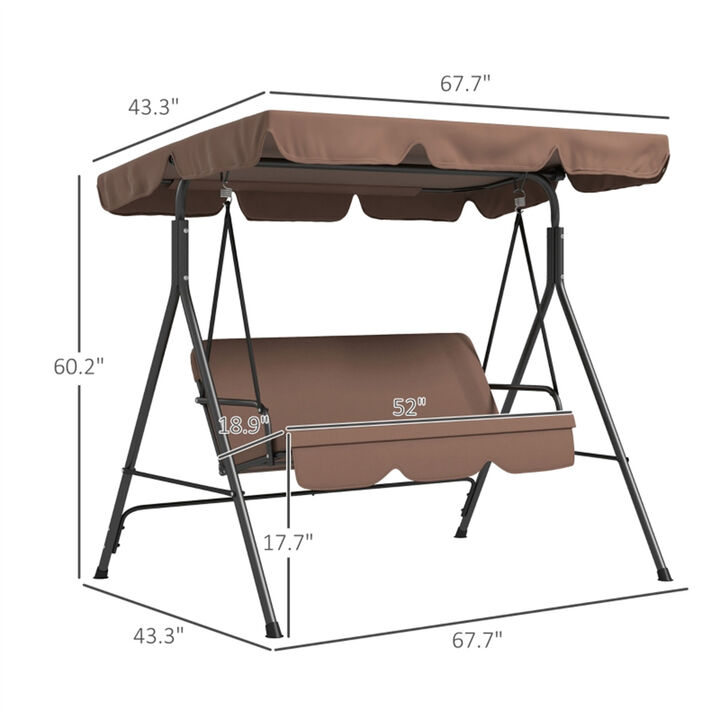 3-Seat Outdoor Patio Swing Chair with Canopy for Garden Porch & Backyard