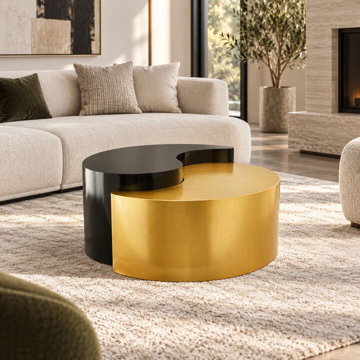 Zenavique Gold & Silver Yin-Yang Coffee Table