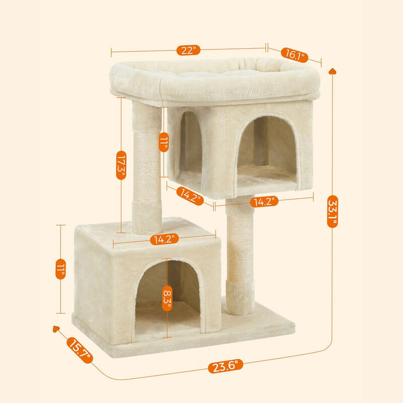 Cat Tree with Sisal-Covered Scratching Posts and 2 Plush Condos image number 6