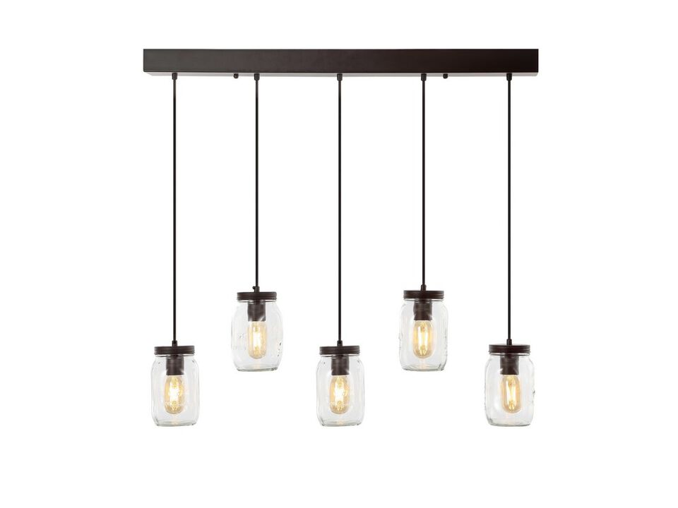 Gaines Farmhouse Industrial Iron Mason Jar Linear LED Pendant