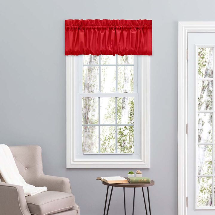Ellis Stacey 1.5" Rod Pocket High Quality Fabric Solid Color Window Balloon Valance 60"x15" Red