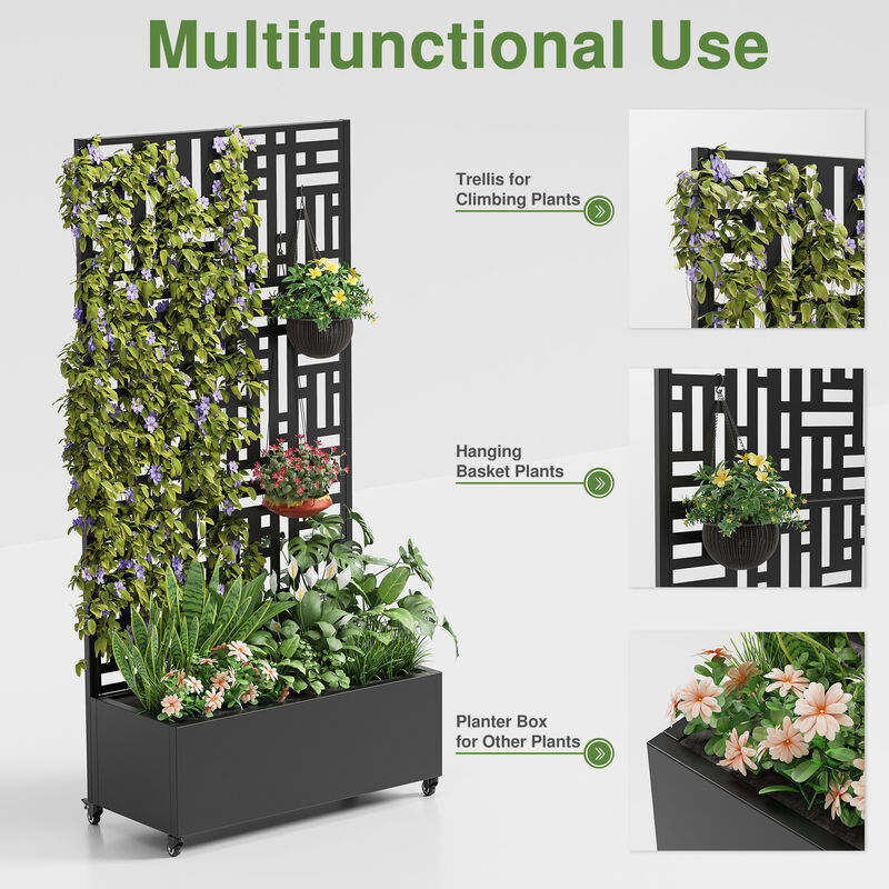 71*35.5 Metal Planter Box with Trellis image number 6
