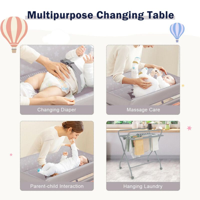 Hivvago Baby Changing Table with Safety Belt and 4-side Defence